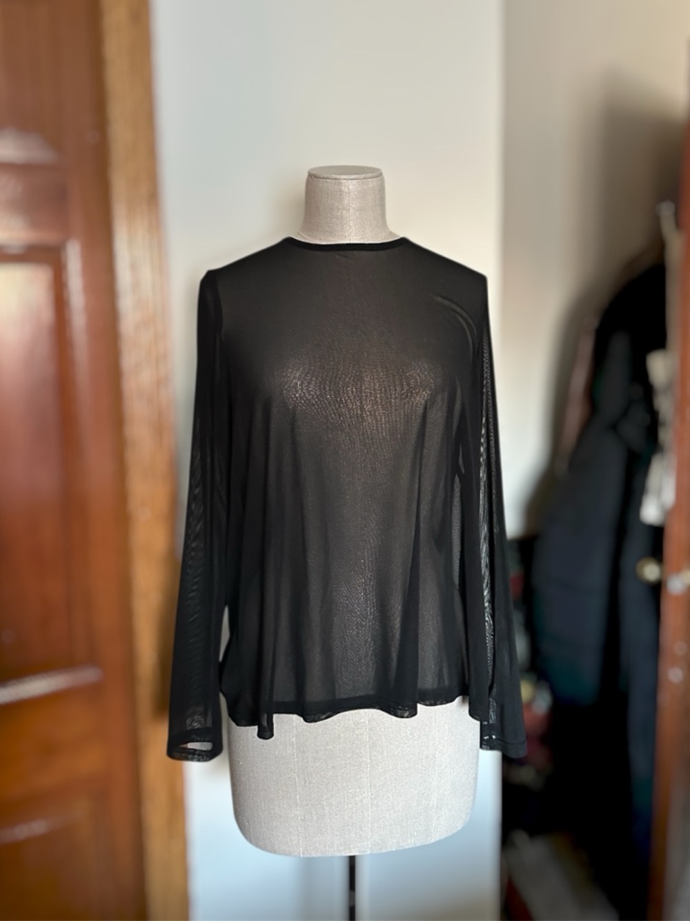 Lulus Love Light Black Sheer Mesh Long Sleeve Women’s Top S/M